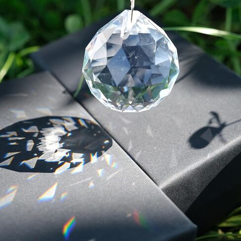 2pcs Crystal Ball Prism Pendant, Crystal Chandelier Lamp with Chain, Window Rainow Maker Ornament, Christmas Tree Decor (Transparent) in Saudi Arabia