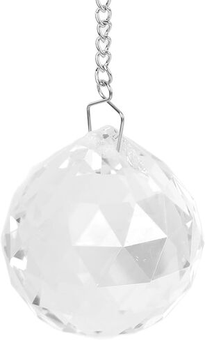 2pcs Crystal Ball Prism Pendant, Crystal Chandelier Lamp with Chain, Window Rainow Maker Ornament, Christmas Tree Decor (Transparent) in Saudi Arabia