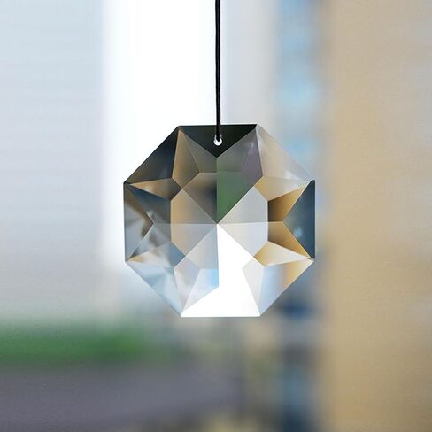 Hanging Window Crystal Octagonal Prism, Crystal Light Catcher, Glass Hanging Ornaments, Rainbow Maker Pendant Decoration with Rope for Easy Hanging (Transparent) in Saudi Arabia