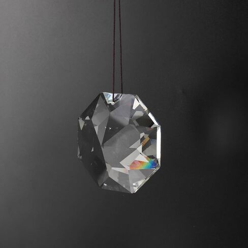 Hanging Window Crystal Octagonal Prism, Crystal Light Catcher, Glass Hanging Ornaments, Rainbow Maker Pendant Decoration with Rope for Easy Hanging (Transparent) in Saudi Arabia