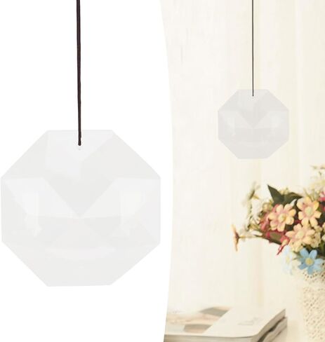 Hanging Window Crystal Octagonal Prism, Crystal Light Catcher, Glass Hanging Ornaments, Rainbow Maker Pendant Decoration with Rope for Easy Hanging (Transparent) in Saudi Arabia