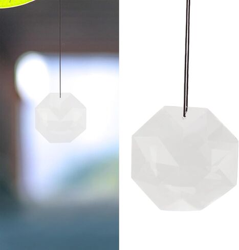 Hanging Window Crystal Octagonal Prism, Crystal Light Catcher, Glass Hanging Ornaments, Rainbow Maker Pendant Decoration with Rope for Easy Hanging (Transparent) in Saudi Arabia