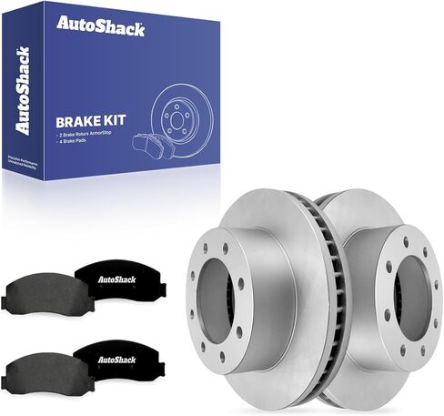 AutoShack 13.66" (347 mm) Front Vented Drilled Slotted Brake Rotor Coated + Ceramic Brake Pad Replacement for 2008-2012 Ford F-350 Super Duty Silver Zinc Coated 6-PC Brake Kit SilverShield Pro in Saudi Arabia