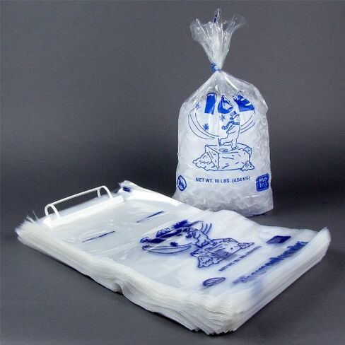 TableTop King 20 lb. Wicketed Ice Bag with Handle - 500/Case in Kuwait
