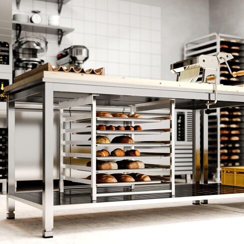 حامل صينية خبز من الألومنيوم مثبت على الطاولة من AmGood لطاولات عمل بعرض 30 بوصة - سعة 6 مقلاة in Kuwait