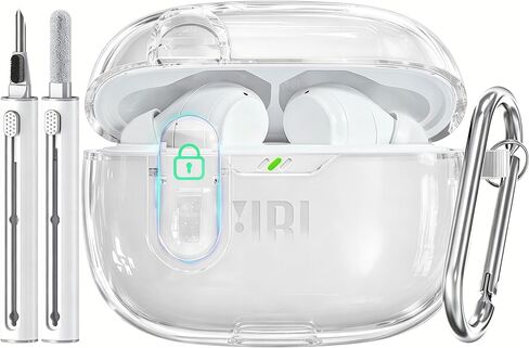 غطاء حماية شفاف لهاتف JBL Vibe 200TWS / JBL Vibe Beam مع مجموعة منظف، غطاء حماية صلب شفاف من مادة TPU للرجال والنساء مع سلسلة مفاتيح متوافق مع JBL Vibe 200TWS & JBL Vibe Beam - وردي شفاف in Kuwait