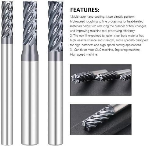 التخشين نهاية مطحنة 6 الناي CNC راوتر بت 6/8/10/12 مللي متر كربيد نهاية مطحنة TiAIN المغلفة HRC55 التصنيع باستخدام الحاسب الآلي أدوات الطحن in Kuwait