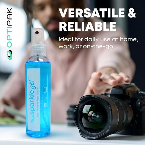 Sparkle Anti-Reflective Gel Lens Cleaner Spray kit | (2) 1oz Glasses Cleaner Gel Spray + (2) Microfiber Cloth for Eyeglasses, Sunglasses, Lenses,Screens and Camera Cleaning Kit (4 Piece Set) in Saudi Arabia
