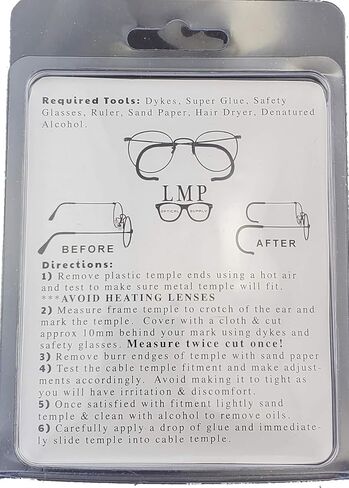 Cable Temple Conversion Kit, Universal Fit for Most Metal Frames, 1.3mm Diameter (Black) in Kuwait