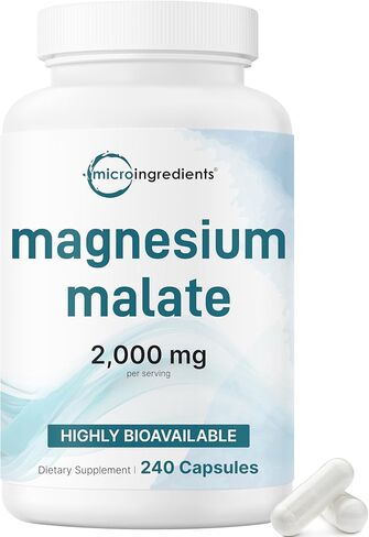 Magnesium Malate 2,000mg, 240 Capsules | Magnesium Supplement with Elemental Form | Chelated Mineral Supplements | Non-GMO, Gluten Free in Saudi Arabia