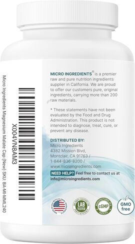 Magnesium Malate 2,000mg, 240 Capsules | Magnesium Supplement with Elemental Form | Chelated Mineral Supplements | Non-GMO, Gluten Free in Saudi Arabia