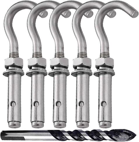Heavy Duty Expansion Eye Bolts, 5Pack 5/16" X 4-3/16" 304 Stainless Steel Closed Eye Hook Anchor Bolts for Concrete, Ideal for Hanging Swing, Hammock, Punching Bag & Ceiling Mounts in Saudi Arabia