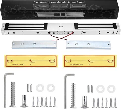 Double Door Electromagnetic Lock, 12V DC Fail-Safe Surface-Mount Magnetic Door Lock with ZL Bracket, Status Indicator & Signal Output, 600LBS Holding Force for Indoor Access Control Systems in Kuwait