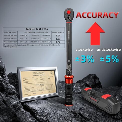 مفتاح عزم دوران محرك 1/2 بوصة 10-170 قدم.رطل/13.6-230.5 نيوتن متر، ± 3% مفاتيح عزم دوران مزدوجة الاتجاه بدقة مع موازين مزدوجة النطاق 72 سنًا in Kuwait