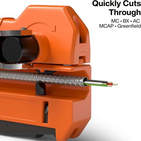 Klein Tools 63625 MC Cable Cutter, Cuts Up to 3/8-Inch Armored Cable (BX, AC, MC, MCAP, Greenfield), Spring Loaded Handle with Storage, Tool-Free Blade Replacement in Saudi Arabia