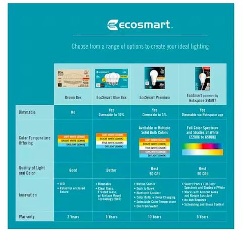 EcoSmart 60 وات مكافئ A19 لمبة إضاءة LED من الزجاج المصنفر قابلة للتعتيم في ضوء النهار (4 عبوات) 11FFA1960WESD03 in Kuwait