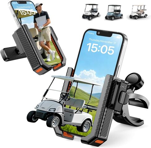 حامل هاتف عربة الجولف 2 في 1 [قاعدة مغناطيسية ومشبك ملزمة] متوافق مع جميع الهواتف الذكية مقاس 4.5-7 بوصات (iPhone/Galaxy/Google). مناسب عالميًا لملحقات الجولف، EZGO/Club Cars/Yamaha/Golf Cart in Saudi Arabia