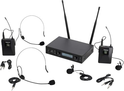 Rockville RWM-200 H2 Dual Handheld UHF Microphone System, 200 Channels, On-Mic 3-Band EQ & Echo, up to 500ft Range, XLR Outputs, Cardioid Mics, Full Metal Build, Ideal for Events, DJ, Karaoke in Kuwait