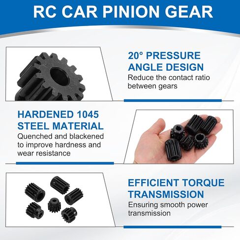 uxcell 2Pcs 1.5 Mod 14T Spur Gear 8mm Bore, 1045 Steel Pinion Gear Black Surface Treatment, 20° Pressure Angle, for Spur Rack and RC Model Car or Motor DIY(16mm) in Saudi Arabia