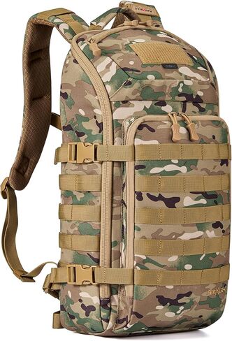 حقيبة ظهر تكتيكية عسكرية نحيفة للجيش حقيبة رخوة Daypack 20L في الهواء الطلق المشي لمسافات طويلة والتخييم والسفر EDC حزمة مع جيوب متعددة مقاومة للماء للرجال (أسود) in Kuwait