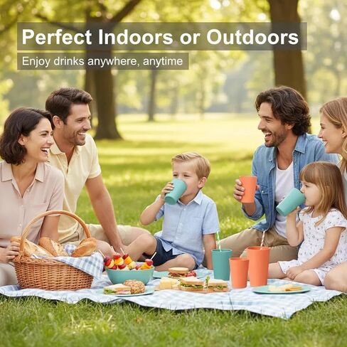 12 عبوة من أكواب قش القمح الفاخرة، 6 قطع 20 أونصة و6 قطع 10 أونصة أكواب شرب غير قابلة للكسر، بديل لمجموعات الأكواب البلاستيكية، كوب أكواب مياه قابل لإعادة الاستخدام، آمن للاستخدام في الميكروويف وغسالة الأطباق، خالٍ من البيسفينول أ، 6 ألوان in Kuwait