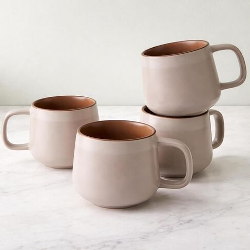 Ava Nord Ceramic Coffee Mugs Set of 4 | 12 oz Stoneware Coffee Cups | Lead-Free, Non-Toxic | Microwave and Dishwasher Safe | Comfortable Handle | Aesthetic Nordic Design for Tea and Latte | Sage Ash in Saudi Arabia