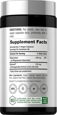 Horbäach Ashwagandha and Magnesium Glycinate | 120 Vegan Capsules | Support Supplement for Stress | Non-GMO, Gluten Free in Saudi Arabia