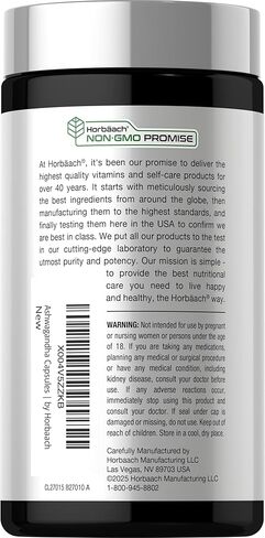 Horbäach Ashwagandha and Magnesium Glycinate | 120 Vegan Capsules | Support Supplement for Stress | Non-GMO, Gluten Free in Saudi Arabia