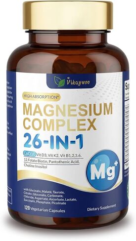 Magnesium Complex Supplement for Women Men - Magnesium Glycinate, Citrate, Malate, Taurate, Gluconate & More Easy Absorption for Sleep,Bones,Muscle,Energy Support,120 Capsules in Saudi Arabia