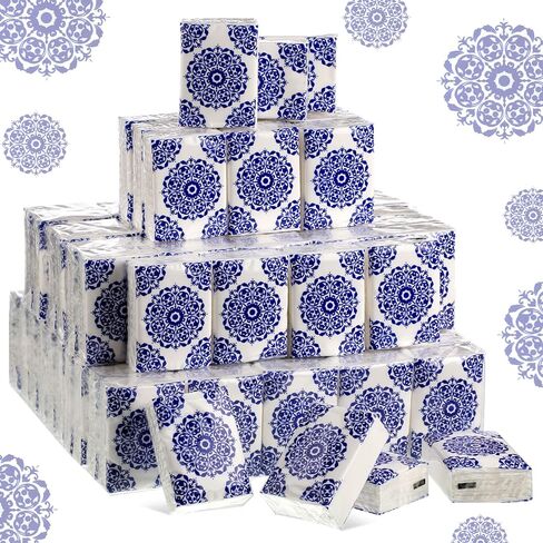 Sinmoe 100 Packs 700 Sheets Pocket Tissues Travel Size Bulk 3 Ply Individual Small Mini Travel Tissue Packs for Home Office School Car Daily Use Wedding Party Favor, Blue and White Porcelain in Saudi Arabia