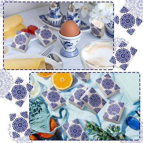 Sinmoe 100 Packs 700 Sheets Pocket Tissues Travel Size Bulk 3 Ply Individual Small Mini Travel Tissue Packs for Home Office School Car Daily Use Wedding Party Favor, Blue and White Porcelain in Saudi Arabia