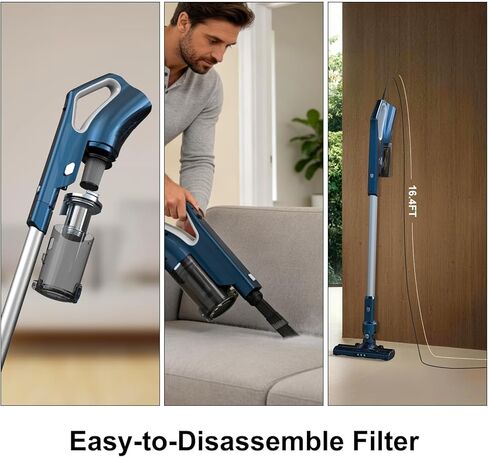 Corded Vacuum Cleaner Powerful Suction Dual Filtration with HEPA Filters One-Touch Dustbin Emptying Ultra-Lightweight & Portable Ideal for Home Cleaning 16.5-Foot Power Cord in Saudi Arabia