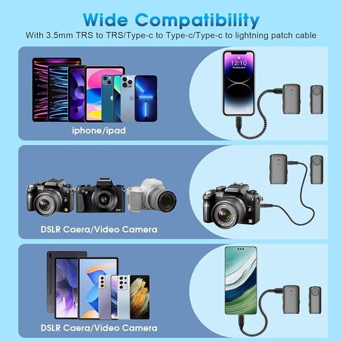 Wireless Lavalier Microphone for iPhone, iPad, Android, Camera - Mini Microphone with Noise Reduction & Charging Case - Mini Clip-on Mic for Podcasting, Vlogging, Live Streaming, Interview in Kuwait