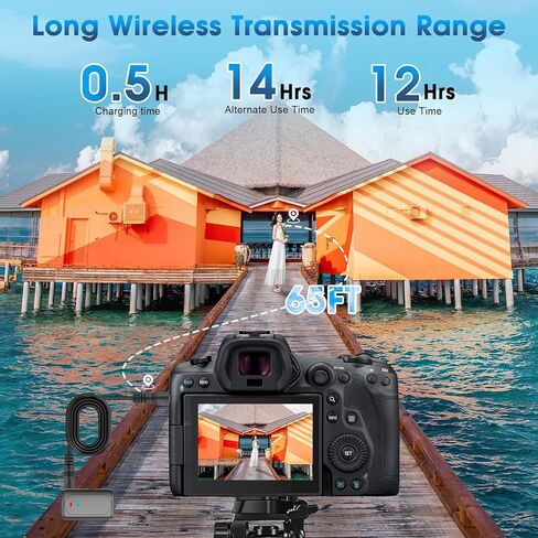 Wireless Lavalier Microphone for iPhone, iPad, Android, Camera - Mini Microphone with Noise Reduction & Charging Case - Mini Clip-on Mic for Podcasting, Vlogging, Live Streaming, Interview in Kuwait