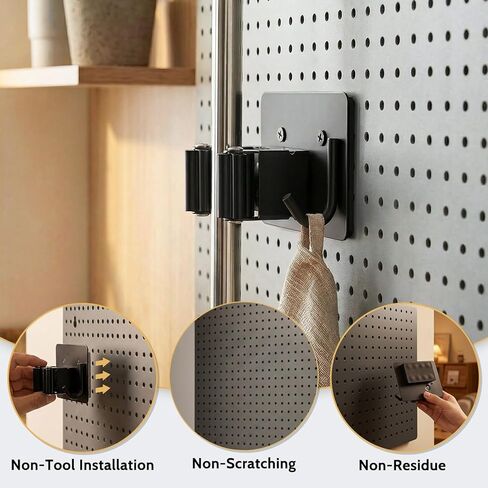 4pcs Magnetic Broom Holder Wall Mount, 12.13lbs Heavy Duty Mop and Broom Organizer, No Drill Tool Gripper for Garage Home Office Tool Organizer, RV & Living Room Essential (Black) in Saudi Arabia
