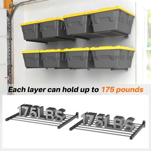 TORACK Wall Mounted 8 27-Gallon Totes Storage Rack(no Bins), Heavy-Duty Metal Bins Storage Shelf for Garage, Fits Standard Storage Tote, Space-Saving Bin Holder for Home, Basement & Workshop in Saudi Arabia