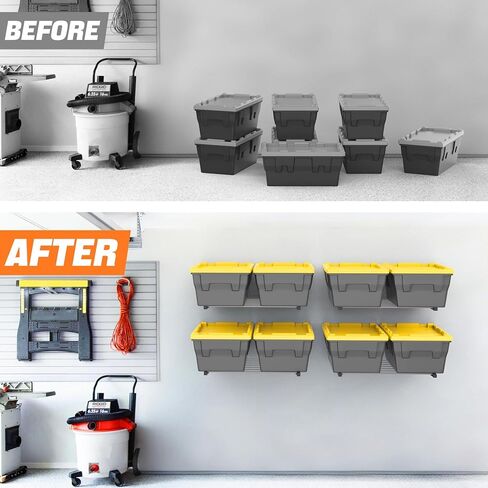 TORACK Wall Mounted 8 27-Gallon Totes Storage Rack(no Bins), Heavy-Duty Metal Bins Storage Shelf for Garage, Fits Standard Storage Tote, Space-Saving Bin Holder for Home, Basement & Workshop in Saudi Arabia