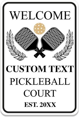علامة ترحيب مخصصة لمحكمة Pickleball Court، لافتة خارجية مصنوعة من الألومنيوم خالية من الصدأ مع الاسم والسنة - صنع في الولايات المتحدة الأمريكية (متعددة الألوان، 12 × 18 بوصة) in Kuwait