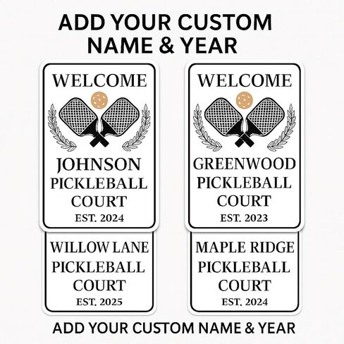 علامة ترحيب مخصصة لمحكمة Pickleball Court، لافتة خارجية مصنوعة من الألومنيوم خالية من الصدأ مع الاسم والسنة - صنع في الولايات المتحدة الأمريكية (متعددة الألوان، 12 × 18 بوصة) in Kuwait