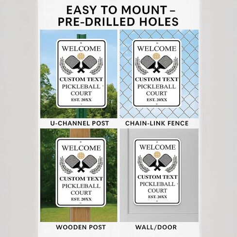 علامة ترحيب مخصصة لمحكمة Pickleball Court، لافتة خارجية مصنوعة من الألومنيوم خالية من الصدأ مع الاسم والسنة - صنع في الولايات المتحدة الأمريكية (متعددة الألوان، 12 × 18 بوصة) in Kuwait