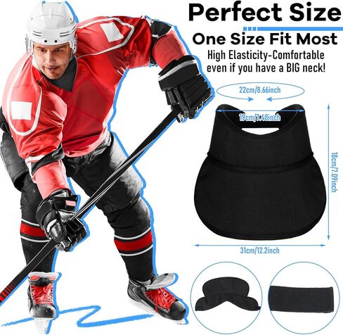 2 Pcs Hockey Neck Guard Cut Resistant Neck Guard with Bib Soft Ice Hockey Collar Foam Padded Protector Fits 8.6 to 10.2 Inches for Adult Players Protective Gear, Black in Saudi Arabia