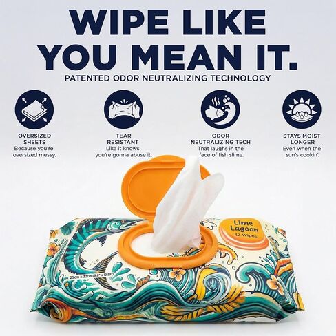 Wahoo Wipes – Durable Odor-Neutralizing Wet Wipes for Fishing, Hunting, Field Dressing, Boating, and Outdoor Gear Cleaning, 42 Count, 1 Pack, by Dirty Ducks LLC. in Saudi Arabia