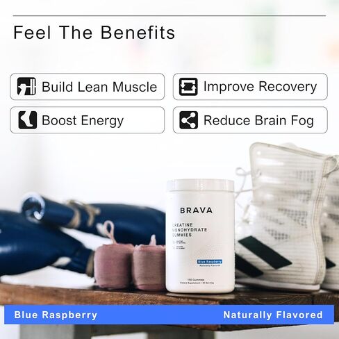 Brava Creatine Gummies | 5g Lab-Verified Creatine Monohydrate Gummies for Men & Women | Every Batch Third-Party Tested | Vegan, Gluten-Free | Blue Raspberry (150 Gummies) in Saudi Arabia