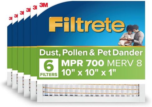 Filtrete 25x25x1 AC Furnace Air Filter, MPR 700, MERV 8, Tough on Pollen, Easy on Airflow, 3-Month Pleated 1-Inch Electrostatic Air Cleaning Filter, 6-Pack (Actual Size 24.81 x 24.81 x 0.81 in) in Saudi Arabia