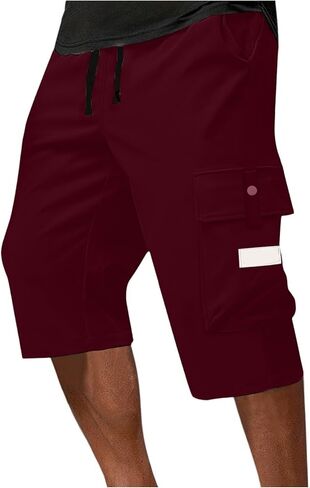 Long Cargo Shorts for Men Below Knee Drawstring Capri Pants Elastic Waist Camping Fashion Summer Lounge Wear in Saudi Arabia