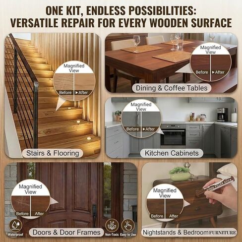 عصي حشو الخشب Lifreer ، 16 لونًا ملونًا من الخدوش للخدوش ، والأجساد ، والتشققات ، والبقع والثقوب ، وقلم تلوين شمع الأثاث لللمس ، والأرضيات ، والخزانات ، والطاولات ، والأبواب in Kuwait