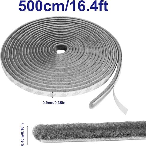 5m/16.4ft Weather Stripping Window Seal, 0.9x0.4cm/0.35x0.16in Self-Adhesive Soundproof Door Seal Strip for Insulation & Noise Reduction Door Window Gap Filler (Gray) in Saudi Arabia