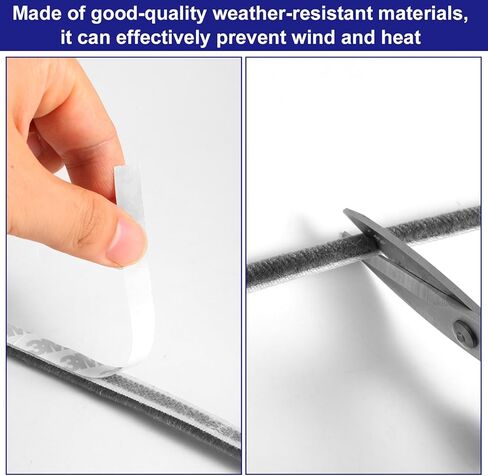 5m/16.4ft Weather Stripping Window Seal, 0.9x0.4cm/0.35x0.16in Self-Adhesive Soundproof Door Seal Strip for Insulation & Noise Reduction Door Window Gap Filler (Gray) in Saudi Arabia