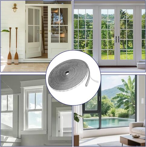 5m/16.4ft Weather Stripping Window Seal, 0.9x0.4cm/0.35x0.16in Self-Adhesive Soundproof Door Seal Strip for Insulation & Noise Reduction Door Window Gap Filler (Gray) in Saudi Arabia