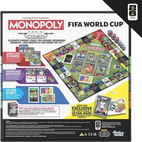 Monopoly Panini Prizm: FIFA World Cup Game I Soccer Board Game with Monopoly Panini Prizm FIFA World Cup 2026 Trading Cards I Ages 8+ in Saudi Arabia